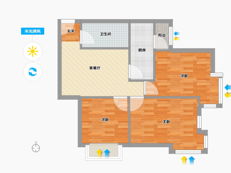 天津-天津市-河东区惠康家园-57.61-户型库-采光通风