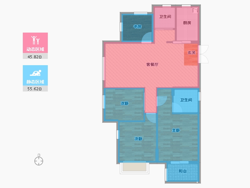 浙江省-杭州市-赞成.赞城-89.92-户型库-动静分区