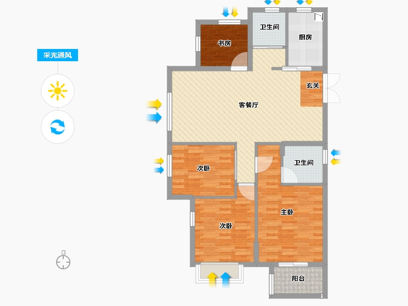 浙江省-杭州市-赞成.赞城-89.92-户型库-采光通风