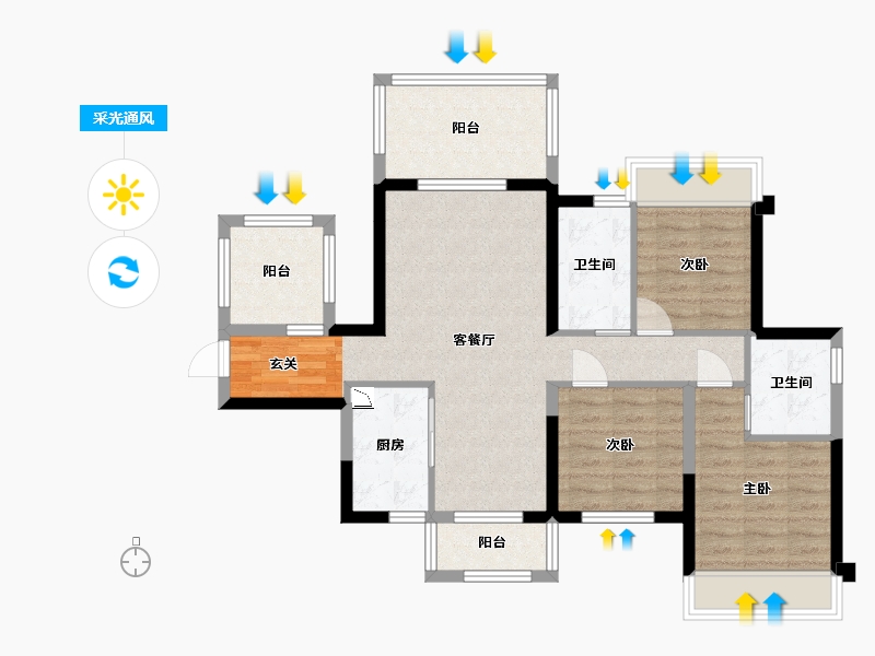 广西壮族自治区-南宁市-中建邕和府-83.74-户型库-采光通风