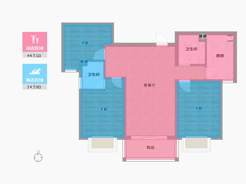 山西省-长治市-金城名邸-69.83-户型库-动静分区