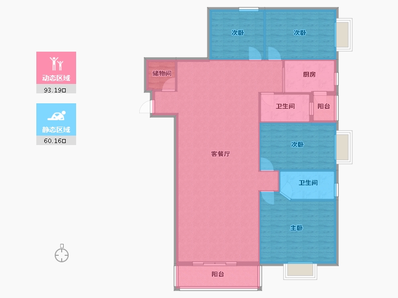 湖南省-怀化市-嘉鸿天街（榆园）-141.52-户型库-动静分区