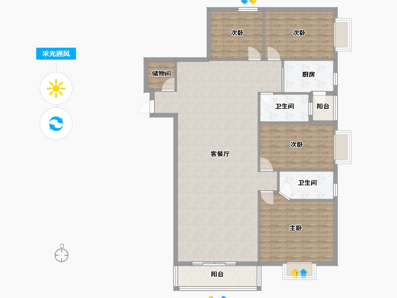 湖南省-怀化市-嘉鸿天街（榆园）-141.52-户型库-采光通风