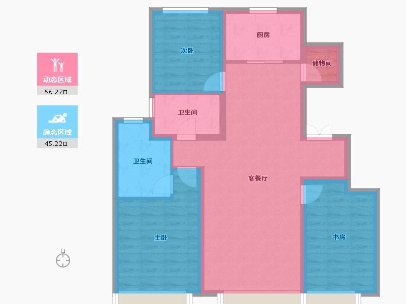 辽宁省-大连市-富力东缇湾畔-90.78-户型库-动静分区