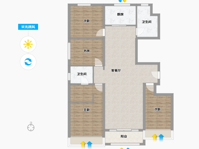 山西省-长治市-上党・德风郡府-116.00-户型库-采光通风