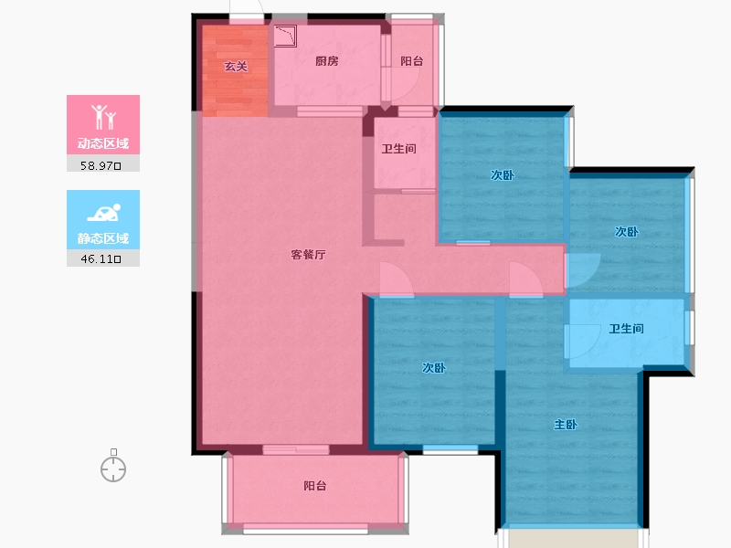 广西壮族自治区-南宁市-天健城天境-93.40-户型库-动静分区