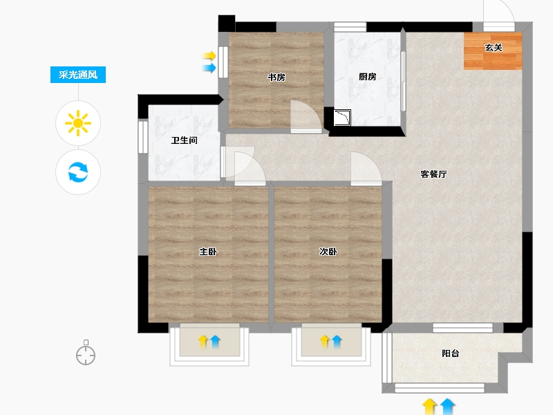 广西壮族自治区-南宁市-中梁国宾熙岸-65.04-户型库-采光通风