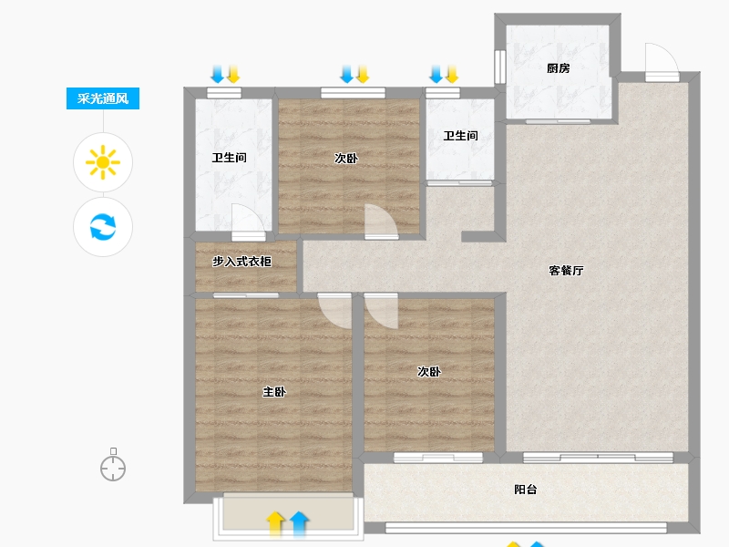 山东省-菏泽市-佳和雅园-104.00-户型库-采光通风