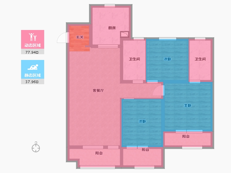 山东省-青岛市-金地・格林美景-102.40-户型库-动静分区