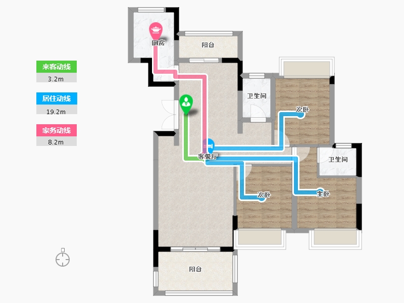 四川省-南充市-凤凰锦绣-90.66-户型库-动静线