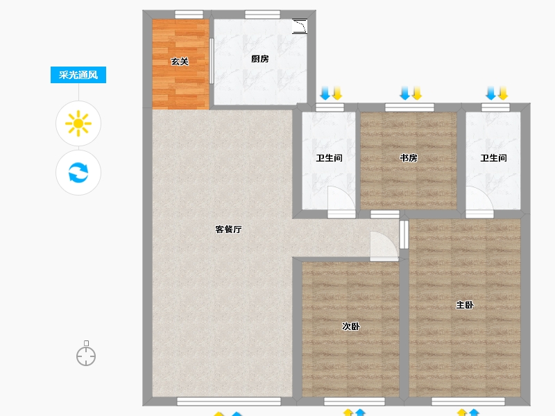 山东省-青岛市-绿地凤栖澜�h-89.03-户型库-采光通风