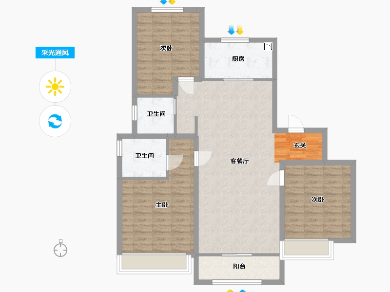 山东省-青岛市-中建锦绣天地-100.80-户型库-采光通风