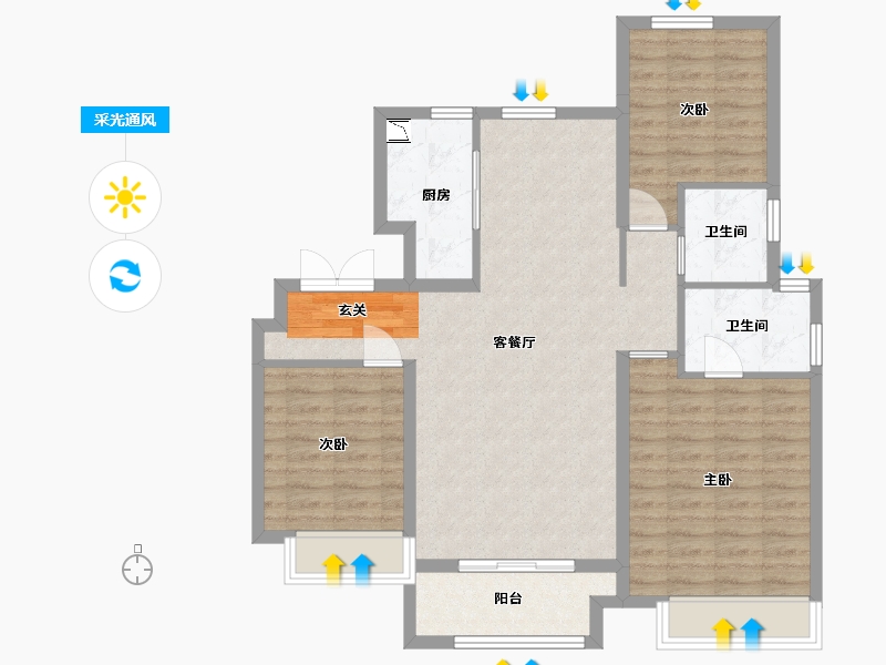 山东省-青岛市-鲁商学府-93.60-户型库-采光通风