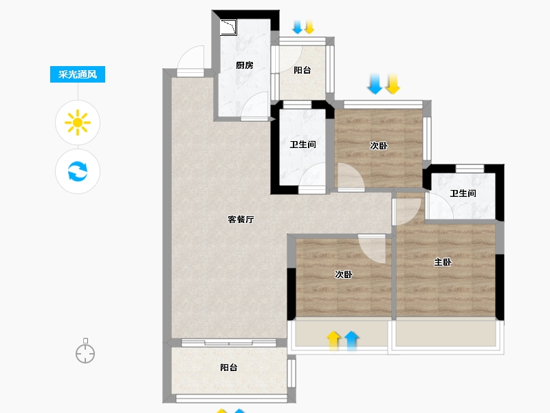 四川省-遂宁市-和喜・公园里-64.31-户型库-采光通风