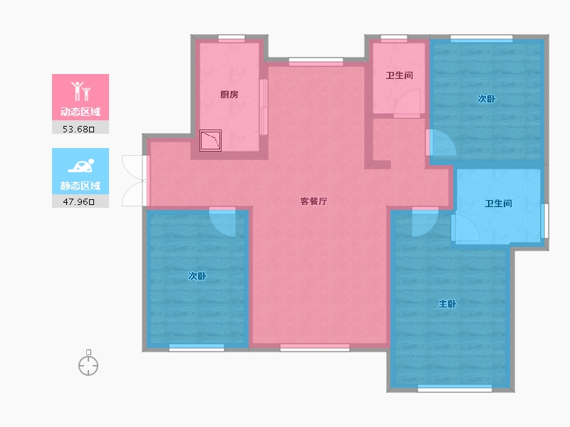 新疆维吾尔自治区-乌鲁木齐市-紫金城东湖左岸-89.86-户型库-动静分区