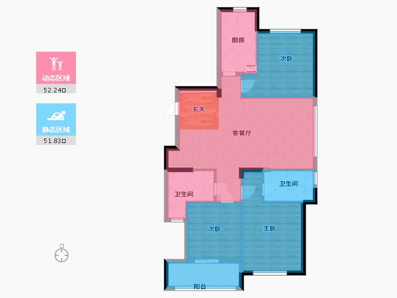 山东省-青岛市-平度理想之城 慧通�m园-93.69-户型库-动静分区