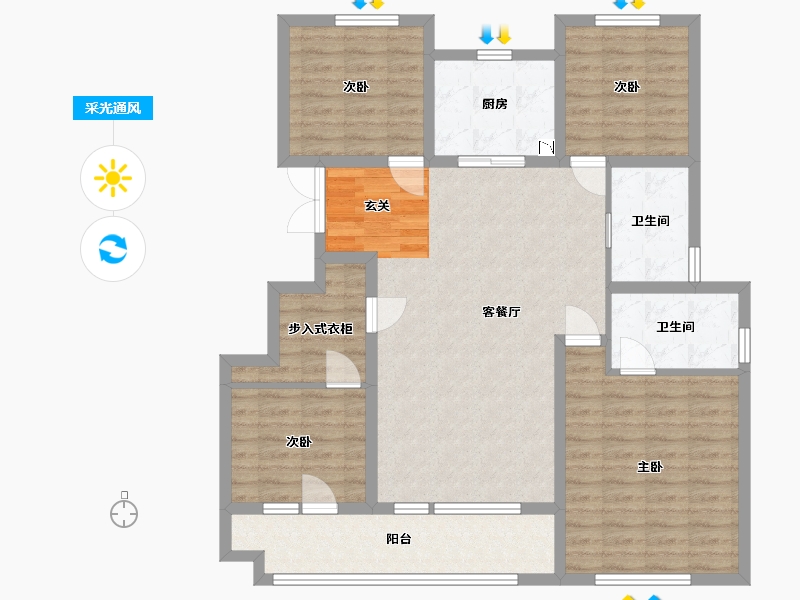 山东省-青岛市-金地・格林美景-112.00-户型库-采光通风