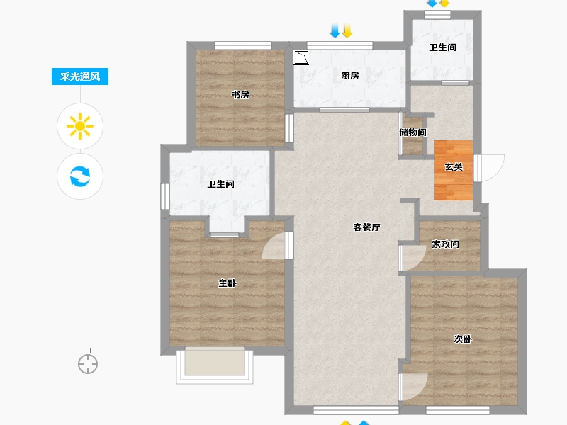 辽宁省-大连市-万科翡翠都会-84.00-户型库-采光通风