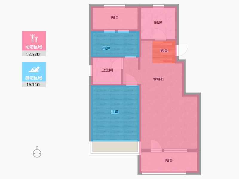 辽宁省-大连市-凤栖台-64.00-户型库-动静分区