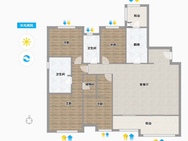 上海-上海市-万科金色城市-154.06-户型库-采光通风