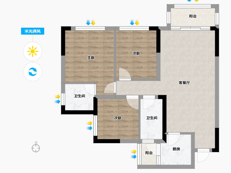 四川省-遂宁市-置信・安居逸都城-73.14-户型库-采光通风