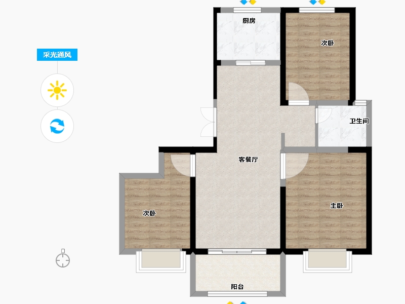 陕西省-西安市-当代上品湾MOMΛ-88.00-户型库-采光通风