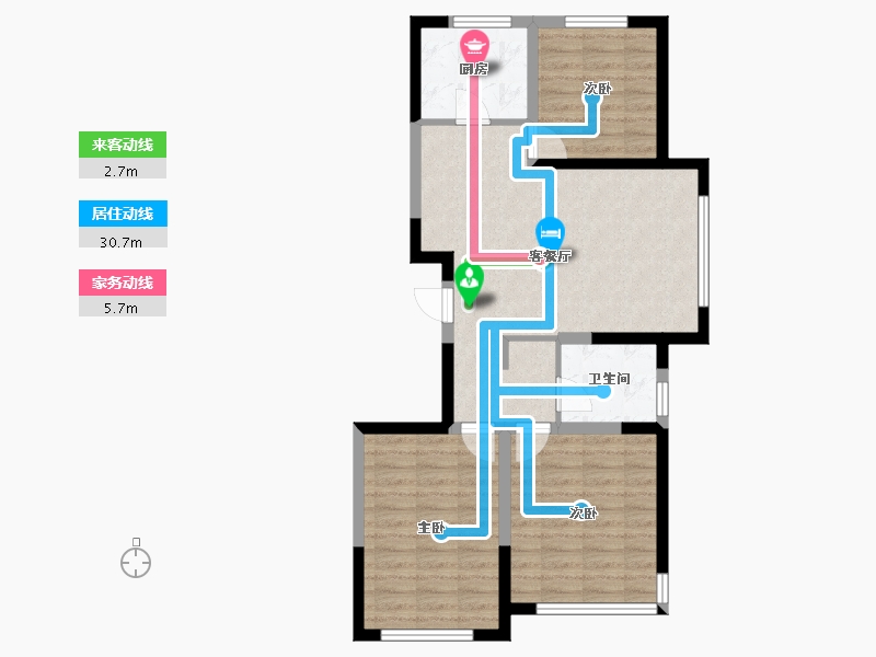 辽宁省-盘锦市-金港翠园-76.14-户型库-动静线