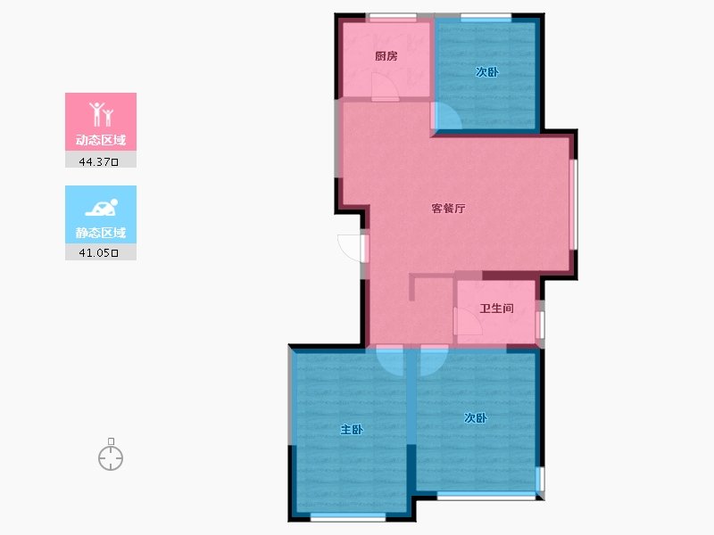 辽宁省-盘锦市-金港翠园-76.14-户型库-动静分区