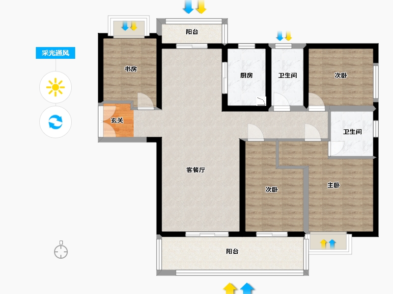 北京-北京市-昆明融创文旅城-111.05-户型库-采光通风