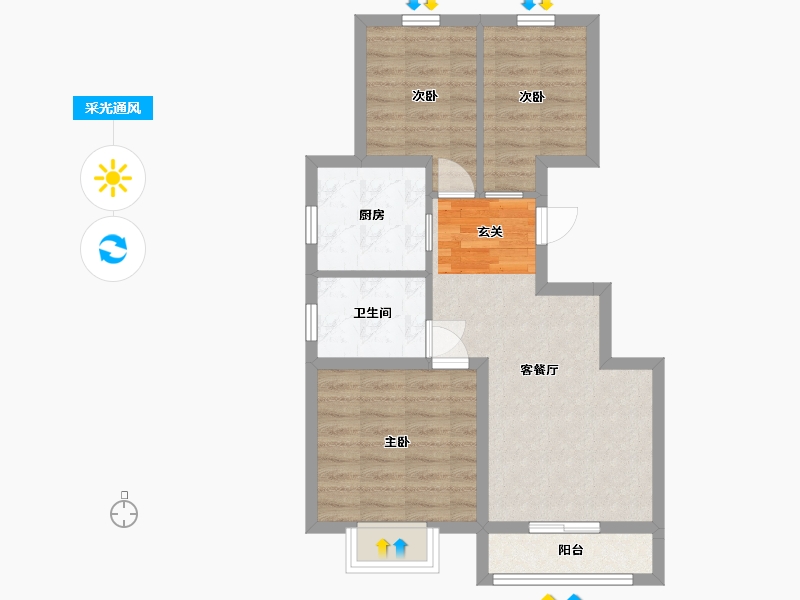 北京-北京市-西山锦绣府-60.11-户型库-采光通风