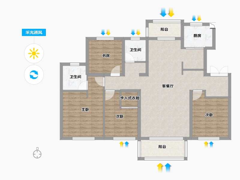 安徽省-淮北市-温哥华城・金水河畔-109.99-户型库-采光通风