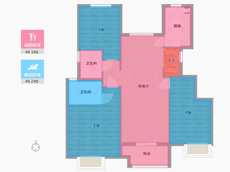 北京-北京市-合景领汇长安-85.81-户型库-动静分区