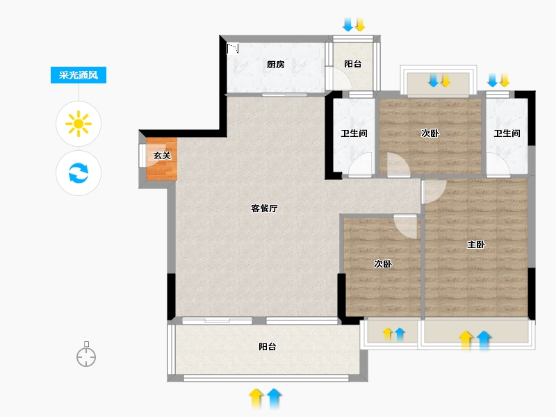 广东省-佛山市-恒晖豪庭星河雅居-100.14-户型库-采光通风