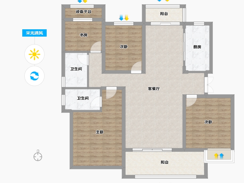 安徽省-宣城市-和顺御府-118.36-户型库-采光通风