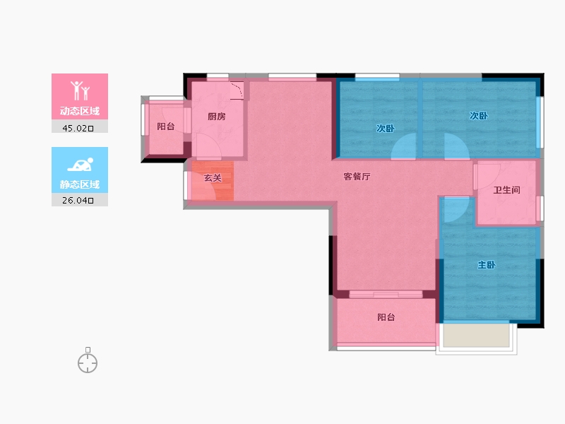 四川省-成都市-恒大中央广场二期��T-62.83-户型库-动静分区