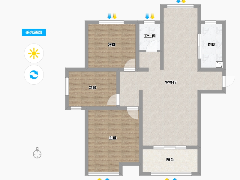 安徽省-合肥市-西城西苑-91.74-户型库-采光通风