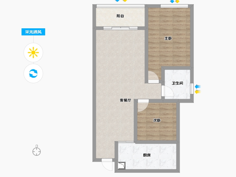 四川省-自贡市-星河朗御-69.51-户型库-采光通风