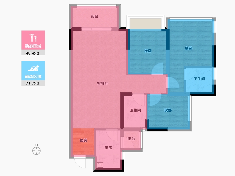 四川省-成都市-合力达卓越南城-70.23-户型库-动静分区