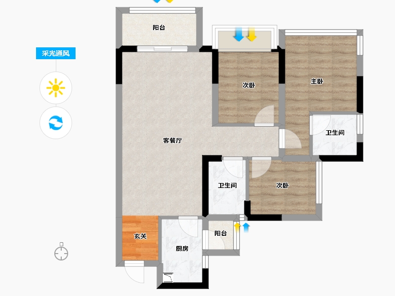 四川省-成都市-合力达卓越南城-70.23-户型库-采光通风