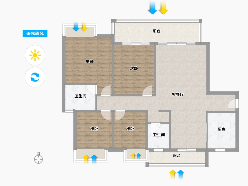 广西壮族自治区-玉林市-东湖1号-112.81-户型库-采光通风