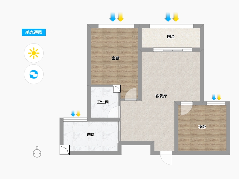 青海省-西宁市-青铁阳光-63.00-户型库-采光通风