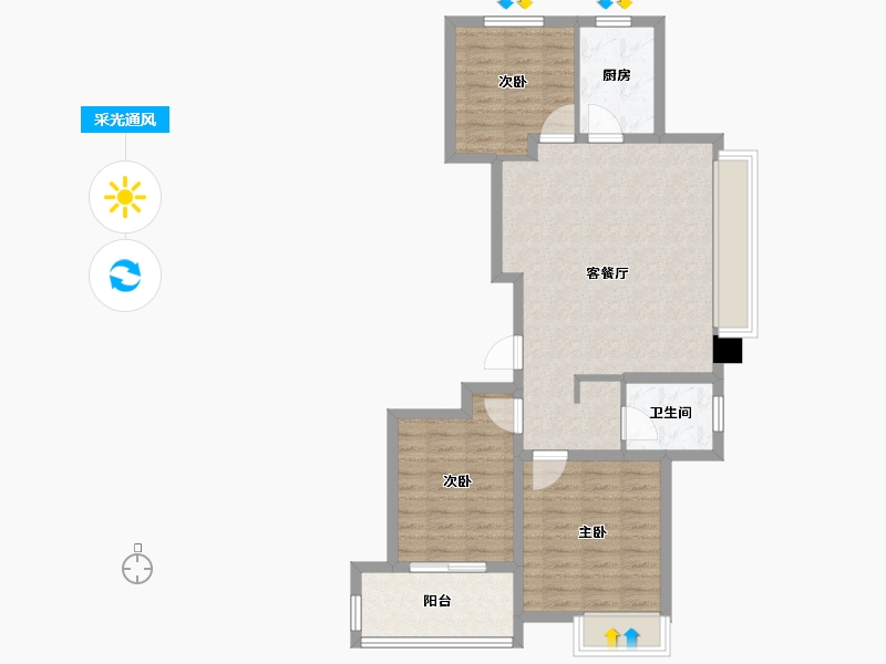 山东省-聊城市-星光・�Z园-80.80-户型库-采光通风