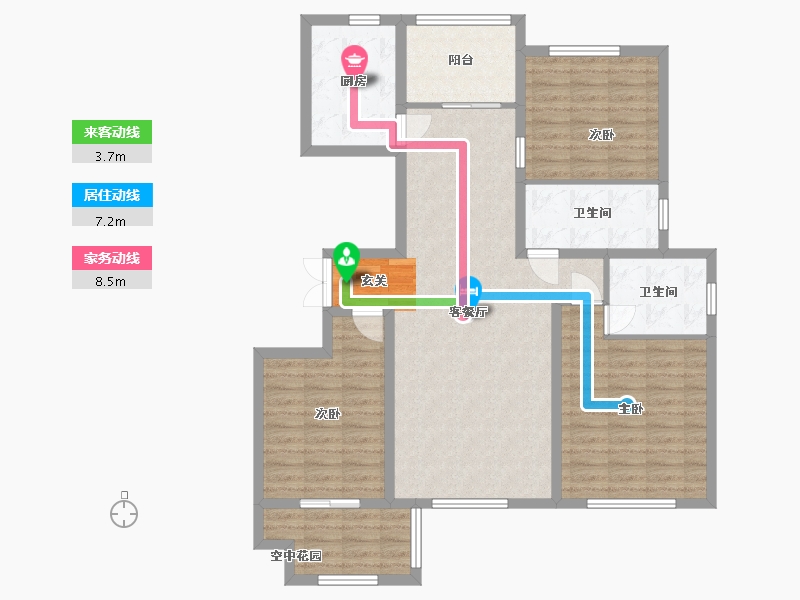 浙江省-嘉兴市-兆盛・金色华庭-105.78-户型库-动静线