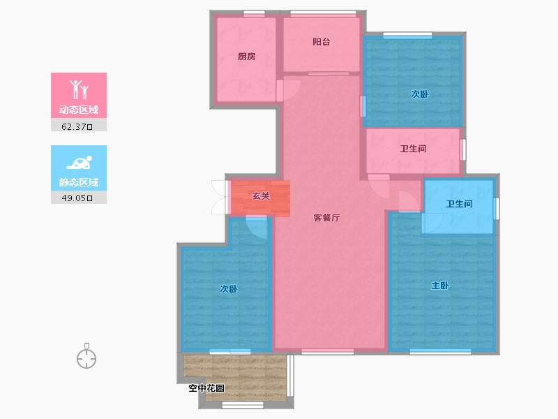 浙江省-嘉兴市-兆盛・金色华庭-105.78-户型库-动静分区