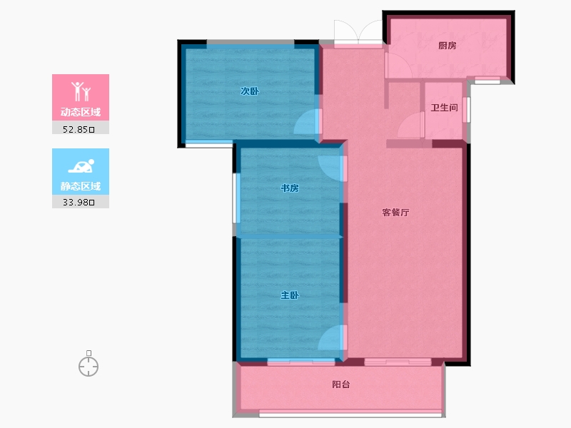 陕西省-咸阳市-鑫苑・又一程-77.74-户型库-动静分区