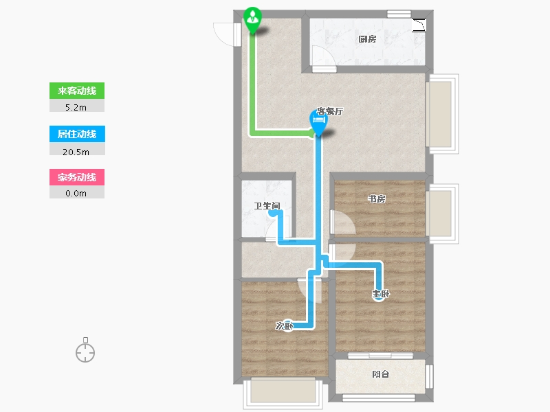 山西省-太原市-金地商置花园道-69.34-户型库-动静线