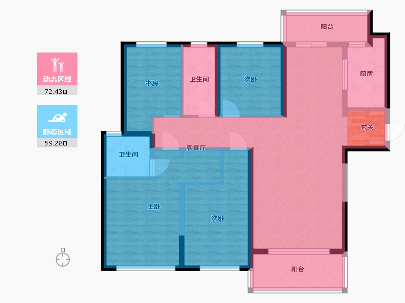 湖南省-长沙市-梅溪湖玺悦-117.86-户型库-动静分区