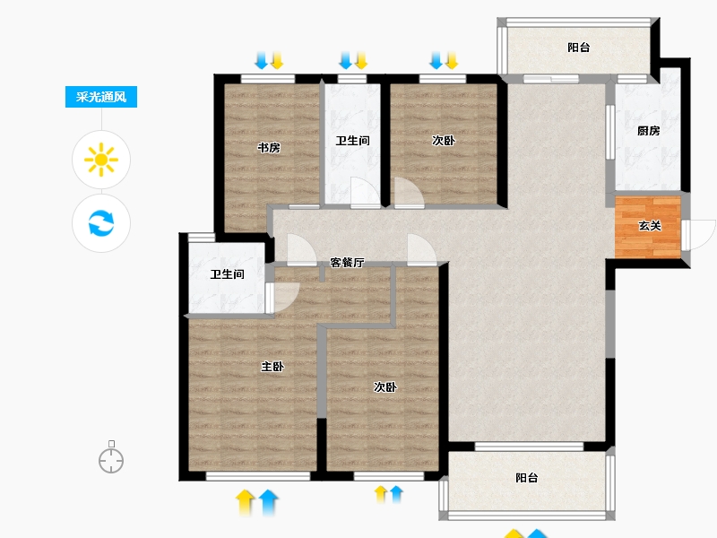 湖南省-长沙市-梅溪湖玺悦-117.86-户型库-采光通风