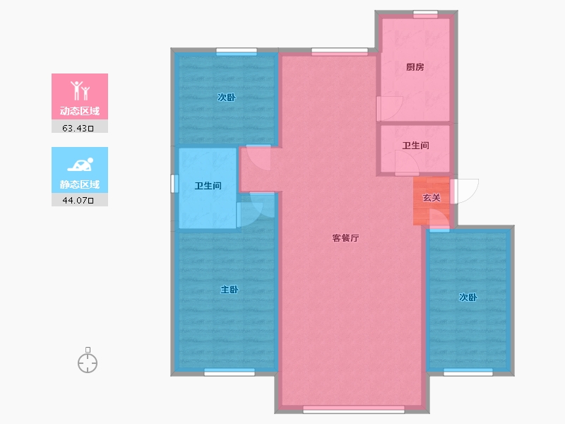 辽宁省-辽阳市-水岸华庭-97.46-户型库-动静分区