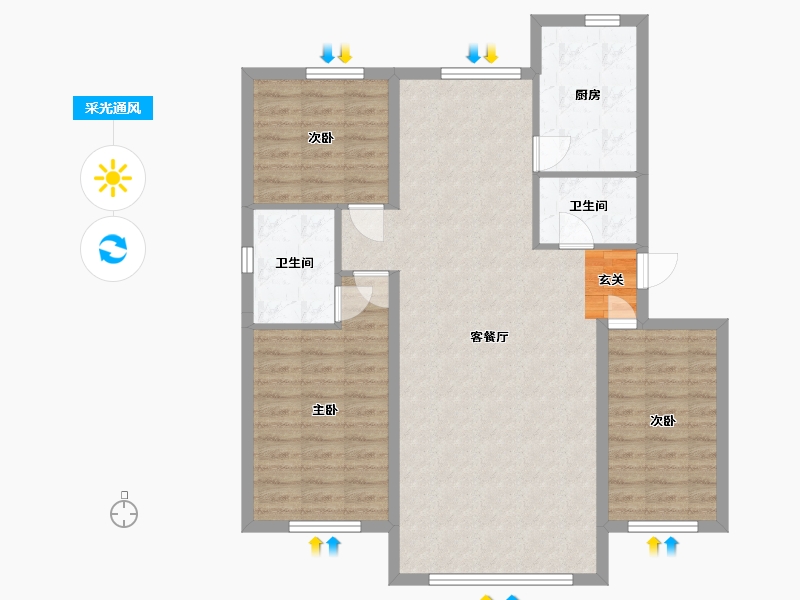 辽宁省-辽阳市-水岸华庭-97.46-户型库-采光通风